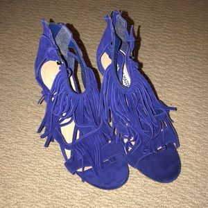 Blue Fringed Heels